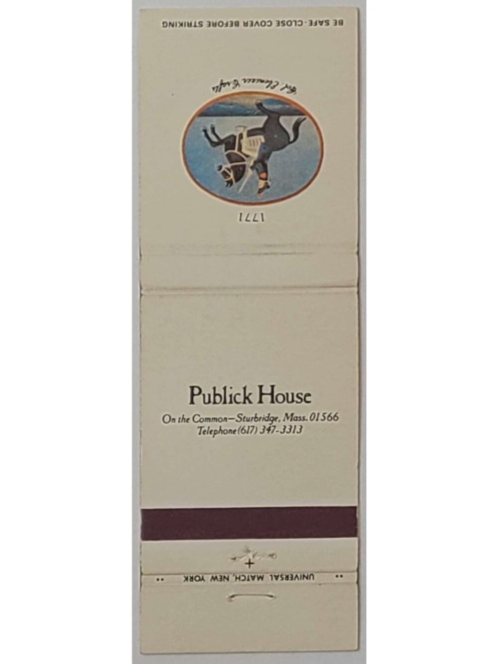 Matchbook Cover Publick House Sturbridge MA 1771 Historic Inn Restaurant